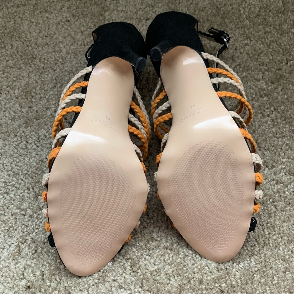 NEW Zara Orange Black Braided Heeled Sandals Size 10 - Picture 4 of 9